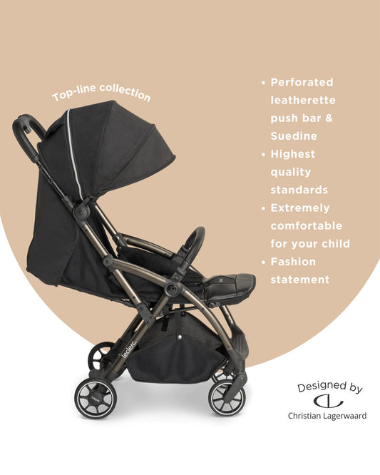 Leclerc Hexagon Ligthweight Stroller-Air Cabin Friendly-Flat Reclining Seat-One Touch Fold-Includes Travel Bag-2 Years Warranty-For 6M to 5Y (Upto 22Kg)-Carbon Black