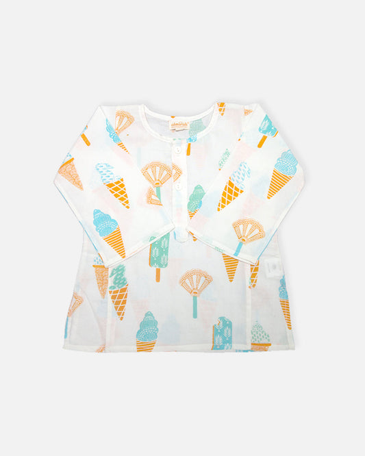 The Almirah Multicolored Kurta Set-Ice Cream-Cotton-For Infants