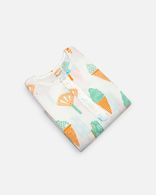 The Almirah Multicolored Kurta Set-Ice Cream-Cotton-For Infants