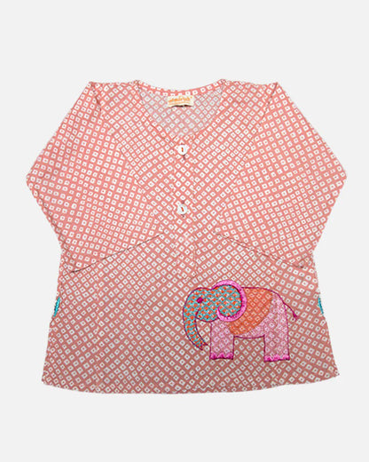 The Almirah Peach Kurta-Haathi-Cotton-For Infants