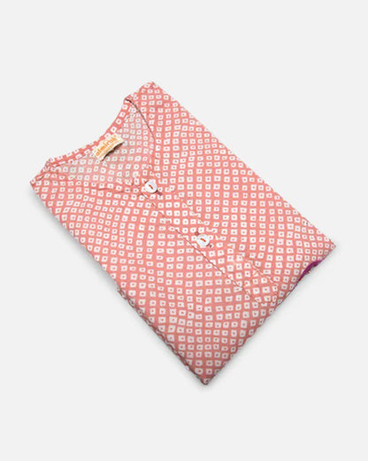 The Almirah Peach Kurta-Haathi-Cotton-For Infants