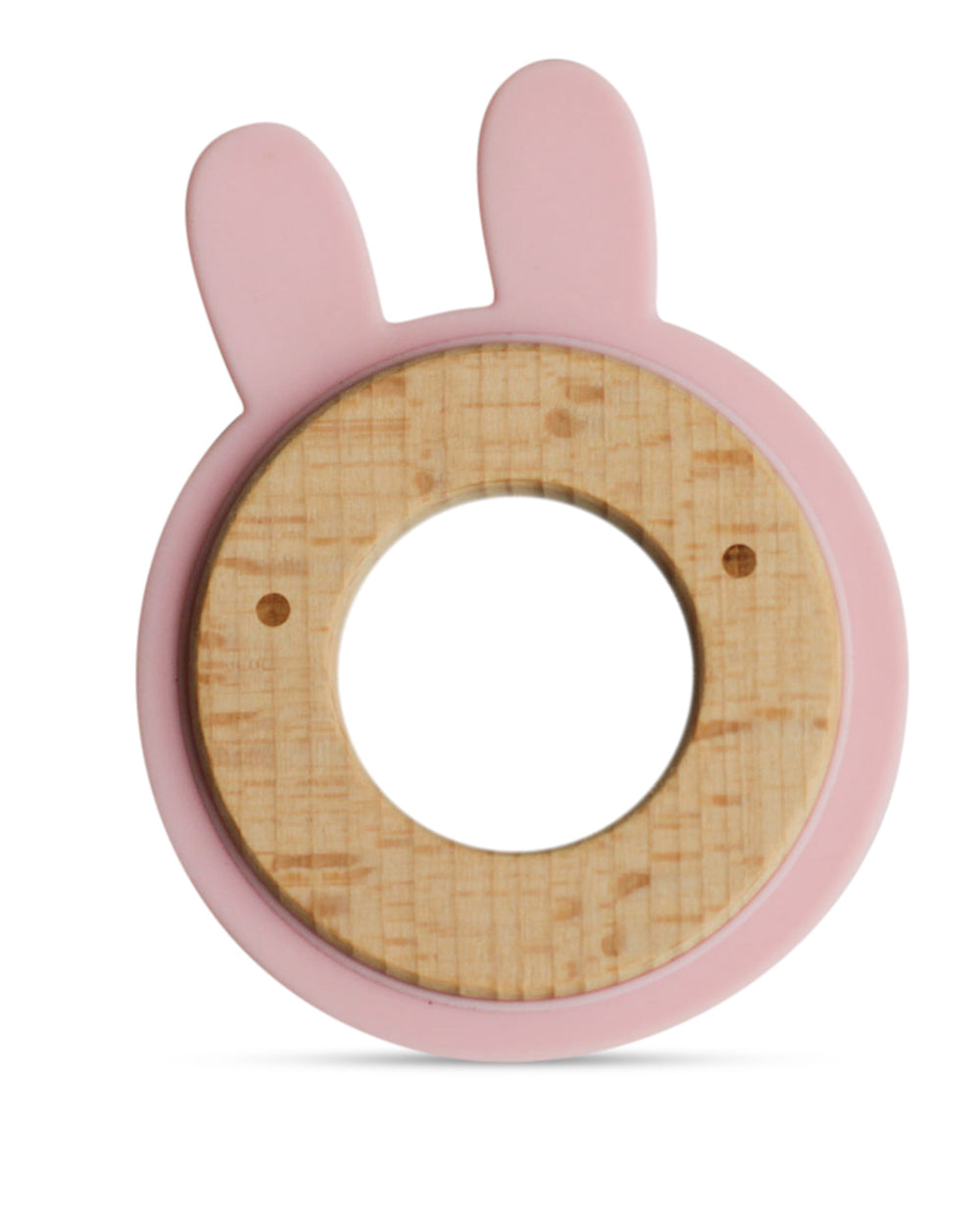 Little Rawr Pink Rabbit-100% Organic Oak Wood-Silicone Disc Teether ...