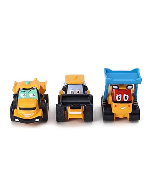 JCB Muddy Friends Joey, Doug & Dan Pull Back Vehicle Toy-Pack Of 3-9M+