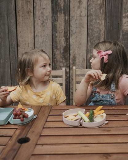 Miniware Silifold-Chicory Blue-Foldable Plate-With Suction Base & 2 Divided Sections-For Feeding Infants