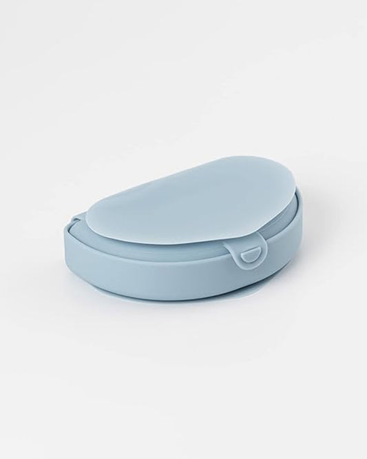 Miniware Silifold-Chicory Blue-Foldable Plate-With Suction Base & 2 Divided Sections-For Feeding Infants