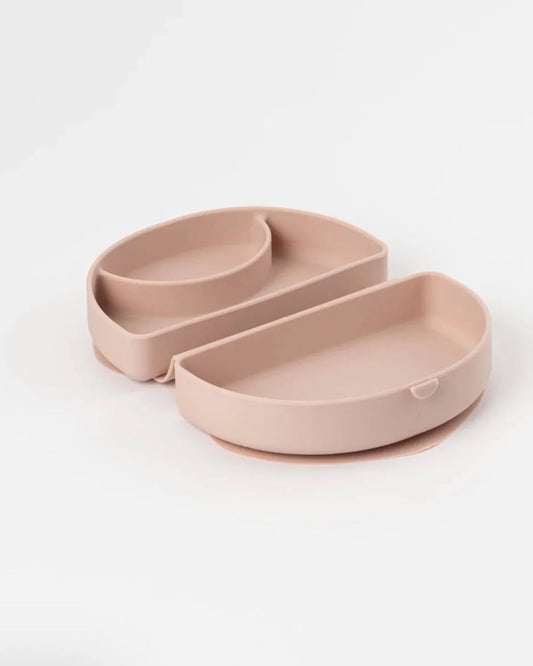 Miniware-Silifold-Pink Salt-Foldable Plate-With Suction Base & 2 Divided Sections-For Feeding Infants