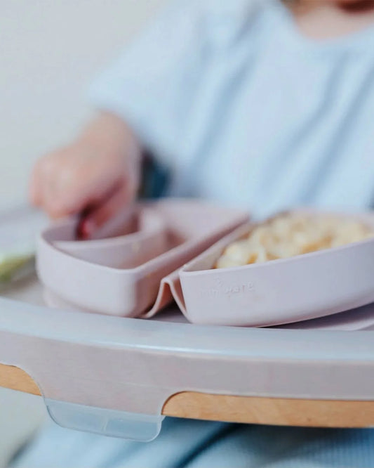 Miniware-Silifold-Pink Salt-Foldable Plate-With Suction Base & 2 Divided Sections-For Feeding Infants