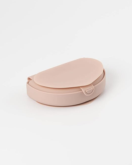 Miniware-Silifold-Pink Salt-Foldable Plate-With Suction Base & 2 Divided Sections-For Feeding Infants