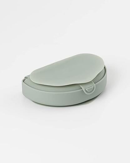 Miniware Silifold-Sage Green-Foldable Plate-With Suction Base & 2 Divided Sections-For Feeding Infants