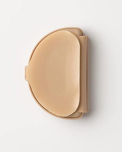 Miniware Silifold-Almond Butter-Foldable Plate-With Suction Base & 2 Divided Sections-For Feeding Infants