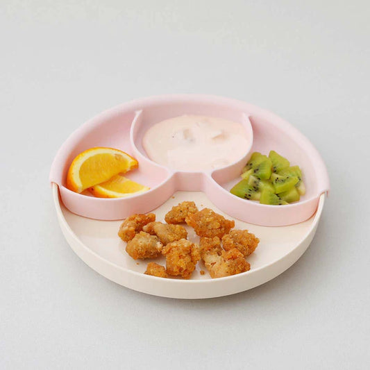 Miniware Healthy Meal Plate-Cotton Candy & Cotton Candy-With Detachable Suction Foot-Plant Based-For Feeding Infants