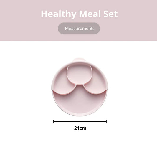 Miniware Healthy Meal Plate-Cotton Candy & Cotton Candy-With Detachable Suction Foot-Plant Based-For Feeding Infants