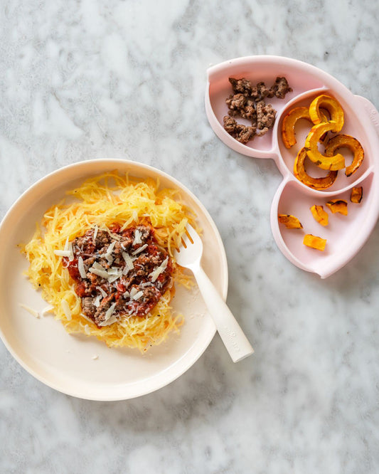 Miniware Healthy Meal Plate-Cotton Candy & Cotton Candy-With Detachable Suction Foot-Plant Based-For Feeding Infants