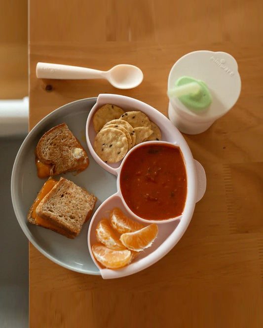 Miniware Healthy Meal Plate-Vanilla & Cotton Candy-With Detachable Suction Foot-Plant Based-For Feeding Infants