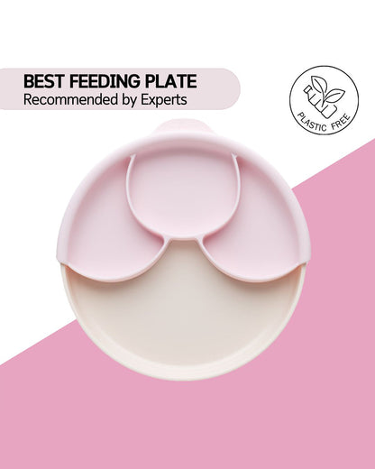 Miniware Healthy Meal Plate-Vanilla & Cotton Candy-With Detachable Suction Foot-Plant Based-For Feeding Infants