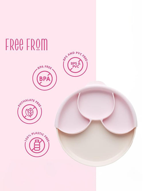 Miniware Healthy Meal Plate-Vanilla & Cotton Candy-With Detachable Suction Foot-Plant Based-For Feeding Infants