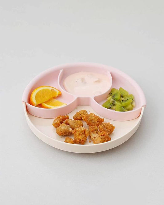 Miniware Healthy Meal Plate-Vanilla & Cotton Candy-With Detachable Suction Foot-Plant Based-For Feeding Infants