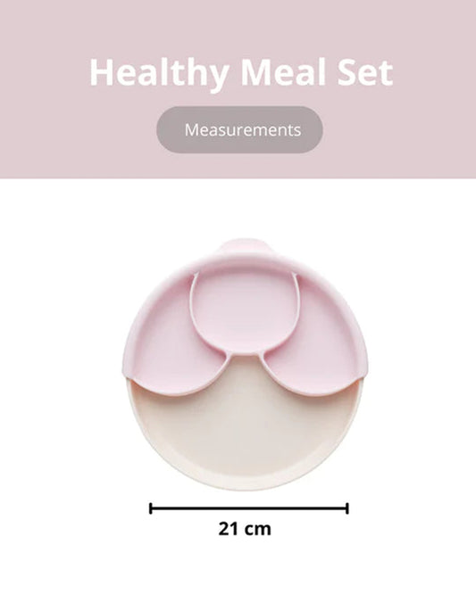 Miniware Healthy Meal Plate-Vanilla & Cotton Candy-With Detachable Suction Foot-Plant Based-For Feeding Infants
