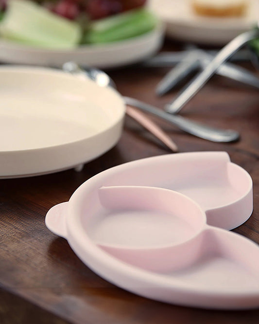 Miniware Healthy Meal Plate-Vanilla & Cotton Candy-With Detachable Suction Foot-Plant Based-For Feeding Infants