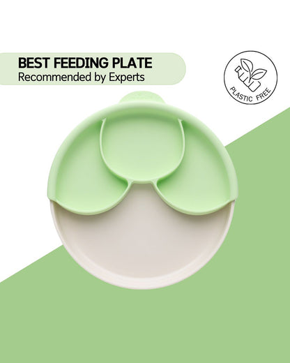 Miniware Healthy Meal Plate-Vanilla & Key Lime-With Detachable Suction Foot-Plant Based-For Feeding Infants