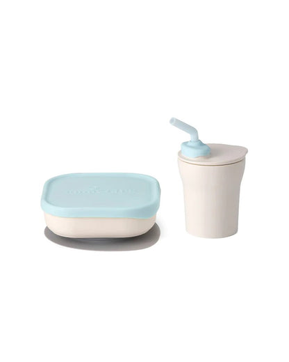 Miniware Sip & Snack-Vanilla & Aqua-With Suction Foot & Sippy Cup-Meal Set-For Feeding Infants