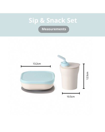 Miniware Sip & Snack-Vanilla & Aqua-With Suction Foot & Sippy Cup-Meal Set-For Feeding Infants