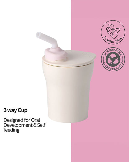 Miniware 1-2-3 Sip! Silicone Sippy Cup-Vanilla & Cotton Candy-With Lid & Straw-Plant Based-For Infants