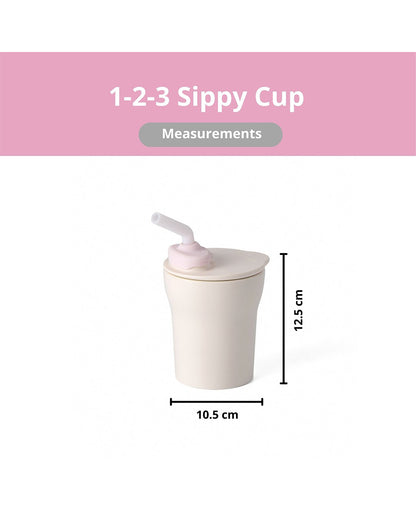 Miniware 1-2-3 Sip! Silicone Sippy Cup-Vanilla & Cotton Candy-With Lid & Straw-Plant Based-For Infants