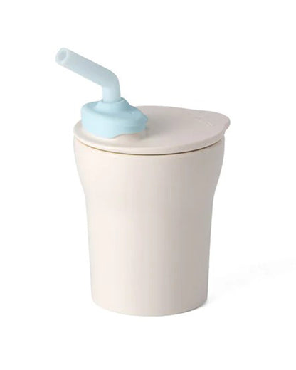 Miniware 1-2-3 Sip! Silicone Sippy Cup-Vanilla & Aqua-With Lid & Straw-Plant Based-For Infants