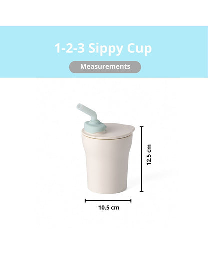 Miniware 1-2-3 Sip! Silicone Sippy Cup-Vanilla & Aqua-With Lid & Straw-Plant Based-For Infants