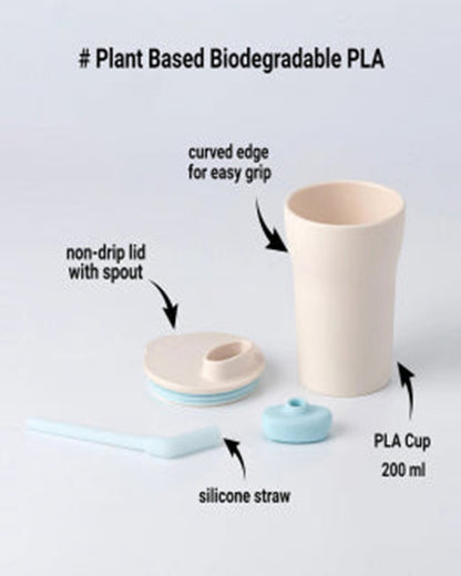 Miniware 1-2-3 Sip! Silicone Sippy Cup-Vanilla & Aqua-With Lid & Straw-Plant Based-For Infants