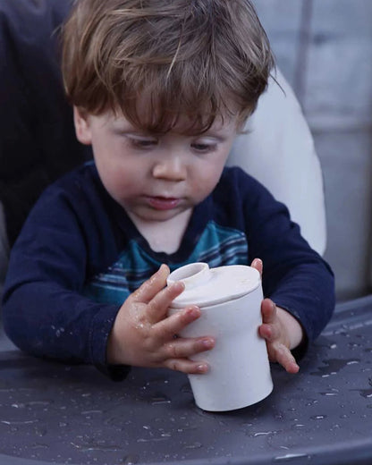 Miniware 1-2-3 Sip! Silicone Sippy Cup-Vanilla & Aqua-With Lid & Straw-Plant Based-For Infants