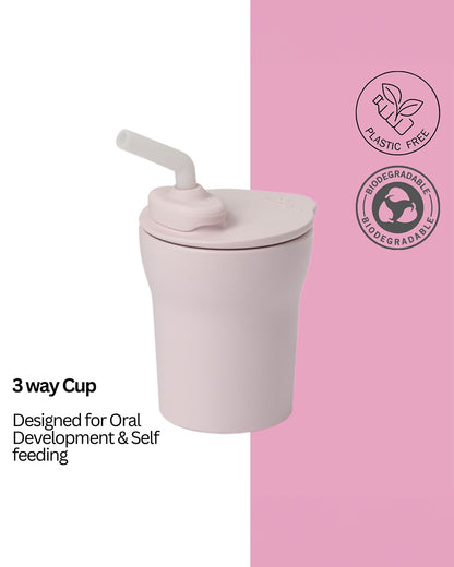 Miniware 1-2-3 Sip! Silicone Sippy Cup-Cotton Candy & Cotton Candy-With Lid & Straw-Plant Based-For Infants