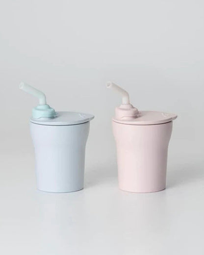 Miniware 1-2-3 Sip! Silicone Sippy Cup-Cotton Candy & Cotton Candy-With Lid & Straw-Plant Based-For Infants