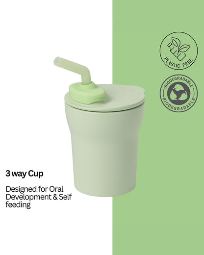 Miniware 1-2-3 Sip! Silicone Sippy Cup-Key Lime-With Lid & Straw-Plant Based-For Infants