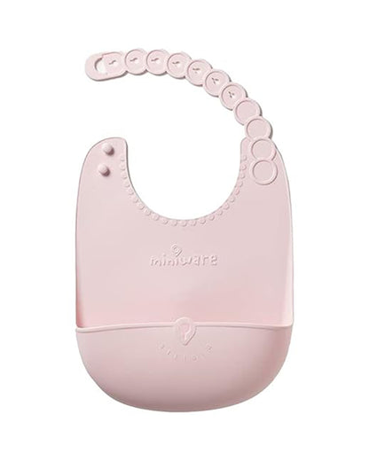 Miniware Roll & Lock Waterproof Silicone Bib-Crumb Catcher To Reduce Mess-Cotton Candy-For Infants