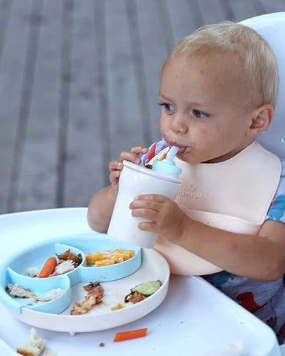 Miniware Roll & Lock Waterproof Silicone Bib-Crumb Catcher To Reduce Mess-Cotton Candy-For Infants