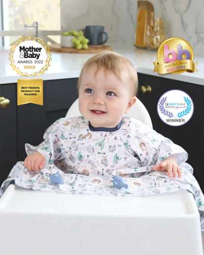 Bibado Short Sleeve Coverall Weaning Bib-Desert Hide & Seek-Adjustable Straps-For Infants