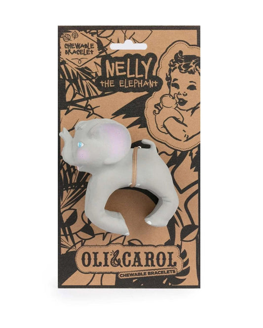 Oli & Carol Nelly The Elephant-Natural Rubber Bracelet Teether-Soft & Flexible-0M+