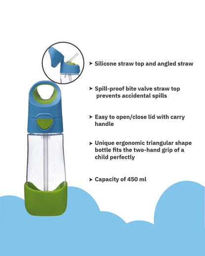 b.box School Essentials Kit-Mini Lunch Box(1000ml)-Tritan Straw Sipper(450ml)-Ocean Breeze-3Y+