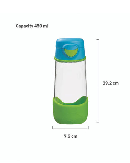 b.box Tritan Sport Spout Drink Bottle-Ocean Breeze Blue Green-With Easy Push Button & Ergonomic Triangular Shape-450 ml