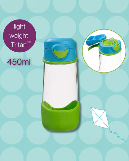 b.box Tritan Sport Spout Drink Bottle-Ocean Breeze Blue Green-With Easy Push Button & Ergonomic Triangular Shape-450 ml