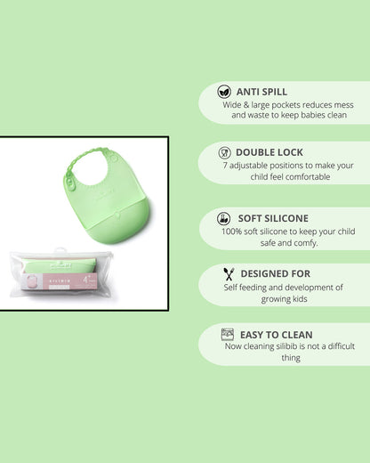 Miniware Baby Birthday Feeding Set-Pack of 3-Bowl with Lid, Cup with Lid & Bib-Mint & Cream