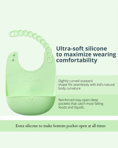 Miniware Baby Birthday Feeding Set-Pack of 3-Bowl with Lid, Cup with Lid & Bib-Mint & Cream