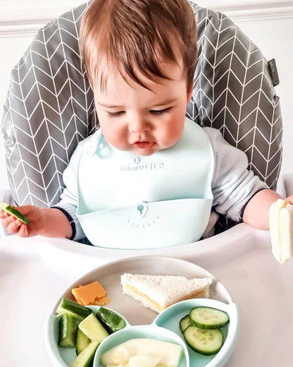 Miniware Baby Birthday Feeding Set-Pack of 3-Bowl with Lid, Cup with Lid & Bib-Mint & Cream