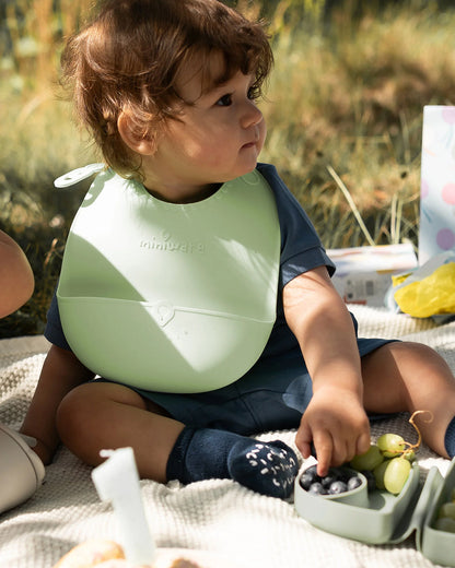 Miniware Baby Birthday Feeding Set-Pack of 3-Bowl with Lid, Cup with Lid & Bib-Mint & Cream