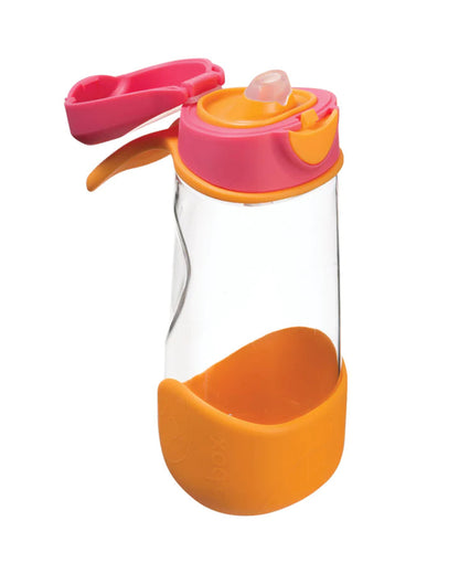 b.box Tritan Sport Spout Drink Bottle-Strawberry Shake Pink Orange-With Easy Push Button & Ergonomic Triangular Shape-450 ml