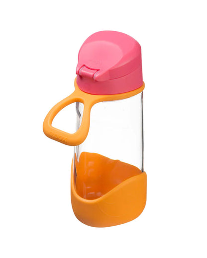 b.box Tritan Sport Spout Drink Bottle-Strawberry Shake Pink Orange-With Easy Push Button & Ergonomic Triangular Shape-450 ml