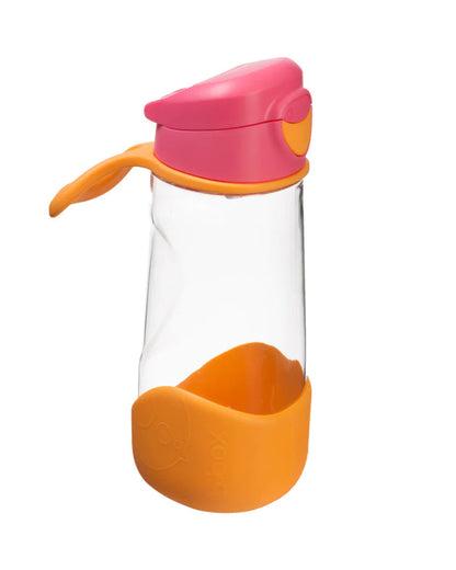 b.box Tritan Sport Spout Drink Bottle-Strawberry Shake Pink Orange-With Easy Push Button & Ergonomic Triangular Shape-450 ml