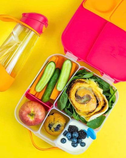 b.box Tritan Sport Spout Drink Bottle-Strawberry Shake Pink Orange-With Easy Push Button & Ergonomic Triangular Shape-450 ml